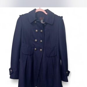 Women's Navy Double-Breasted Coat